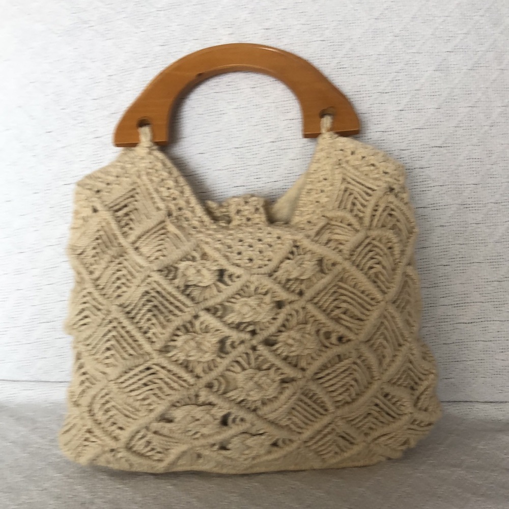 Vintage Mister Ernest crochet handbag. Cream colored. - Picture 2 of 10